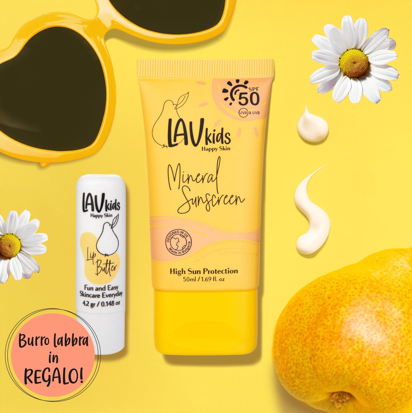 Pacchetto offerta Crema solare viso protezione 50 + lip balm omaggio
